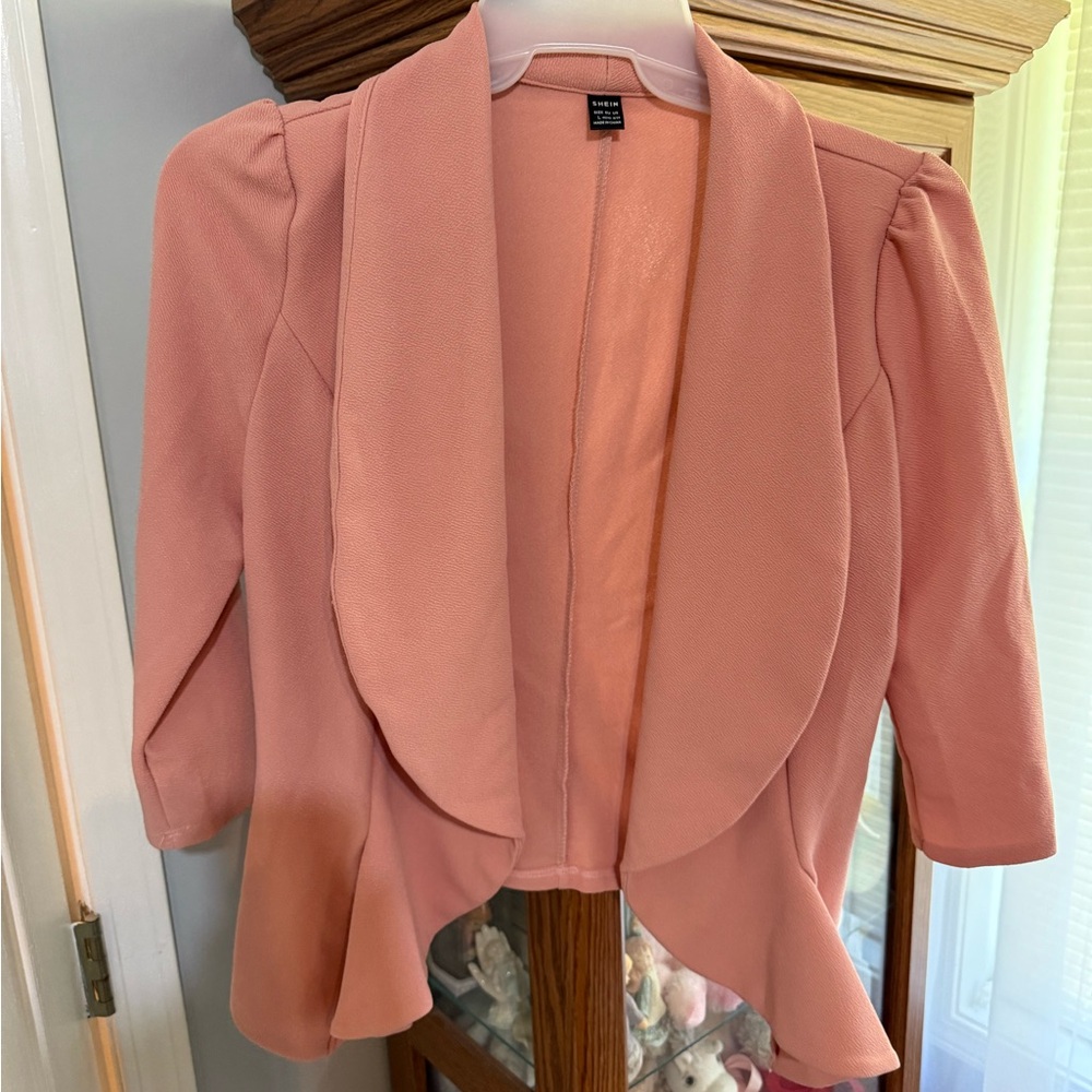 SHEIN Blush Pink Open Front Blazer